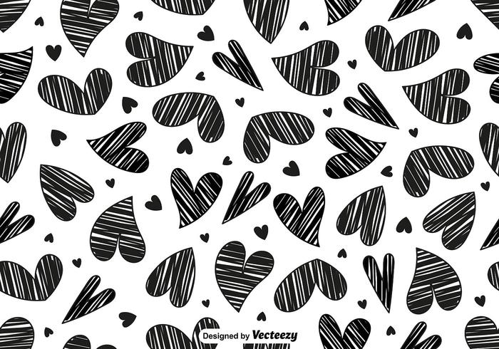 Vector Doodle Heart Seamless Pattern