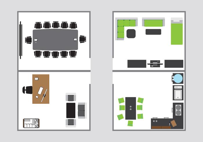 Vista superior de plano interior vector