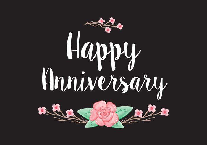 Floral Anniversary Card Vector