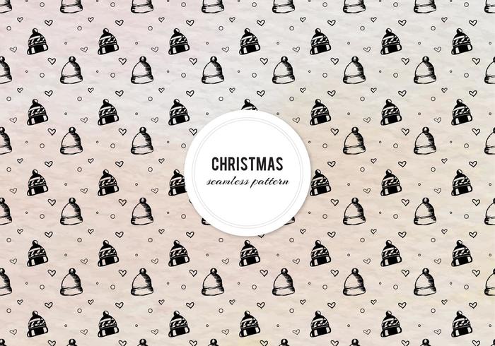 Free Vector Ink Christmas Pattern With Hats And Hearts Free Vector Ink Christmas Pattern With Hats And Hearts