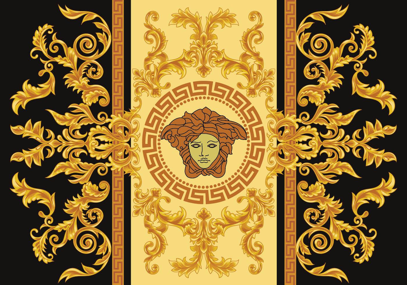 Modern Border Vector Illustration Versace Style with Gold Vintage Greek ...