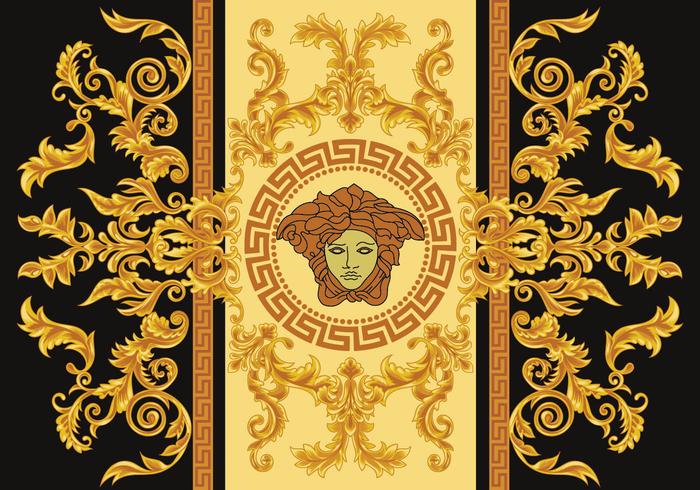 Modern Border Vector Illustration Versace Style with Gold Vintage Greek Key Modern Border Vector Illustration Versace Style with Gold Vintage Greek Key