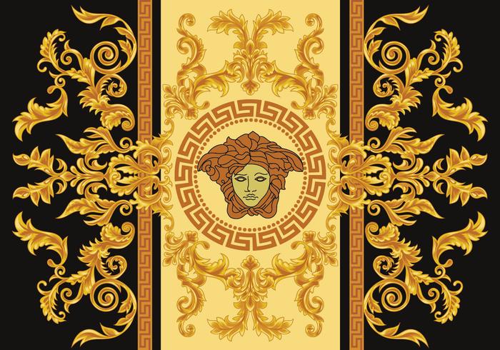 Modern Border Vector Illustration Versace Style with Gold Vintage Greek ...