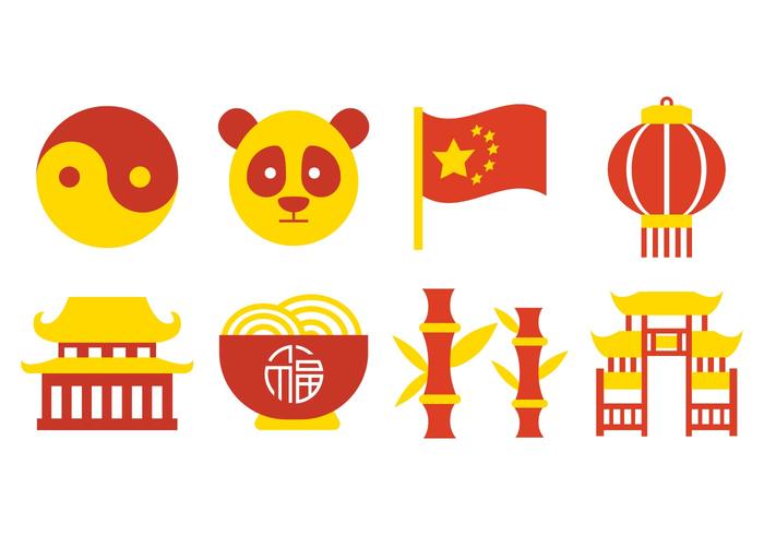 Vector libre Iconos de la cultura de China