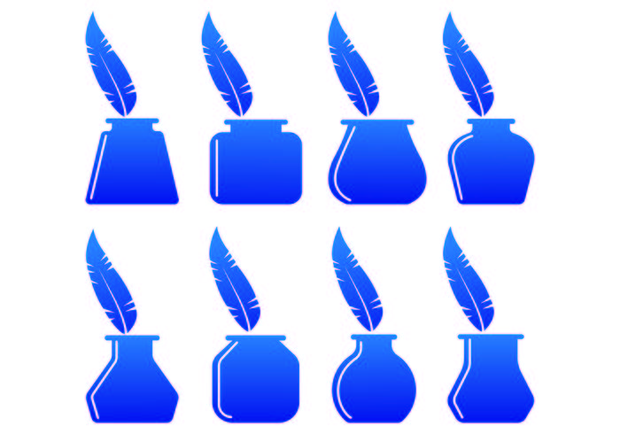 Set Of Inkwell Icons vector
