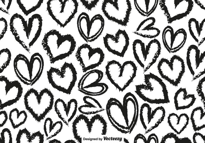 Vector Seamless Pattern With Hand Drawn Hearts