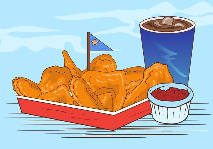 Buffalo Wings With Sauce And Soft Drink vector