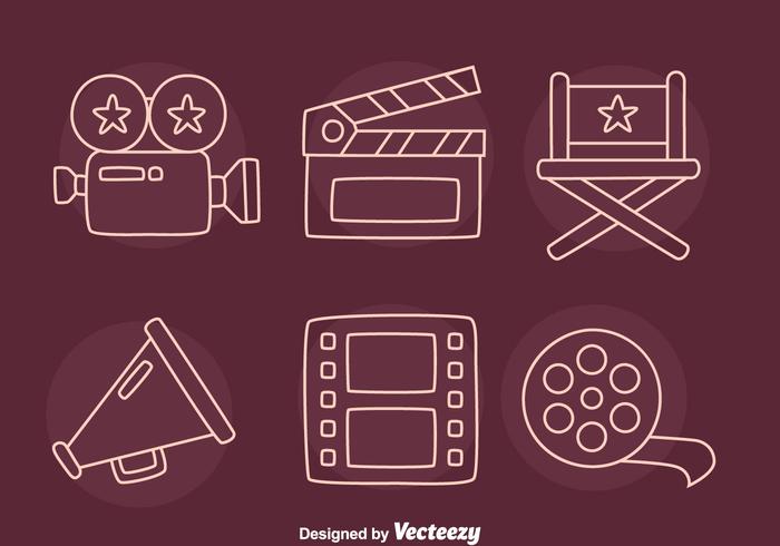 Film Element Line Icons Vector