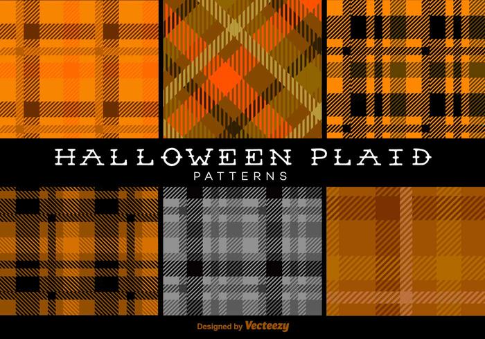 Halloween Trendy Plaid Patterns Vector Backgrounds