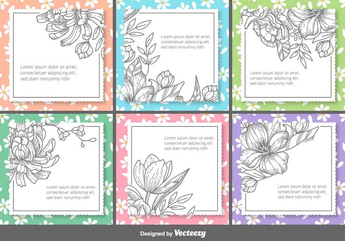 Retro Floral Vector Text Frames