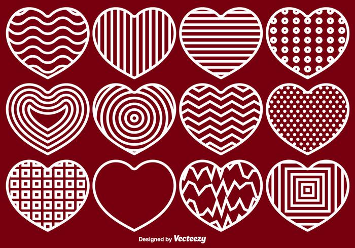 Vector Hearts Line Icons Set