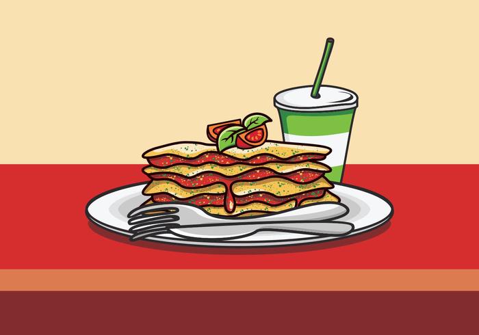 Illustration Of Lasagna On The Plate vector