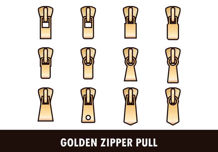 Outlined Golden Zipper Vectors Outlined Golden Zipper Vectors