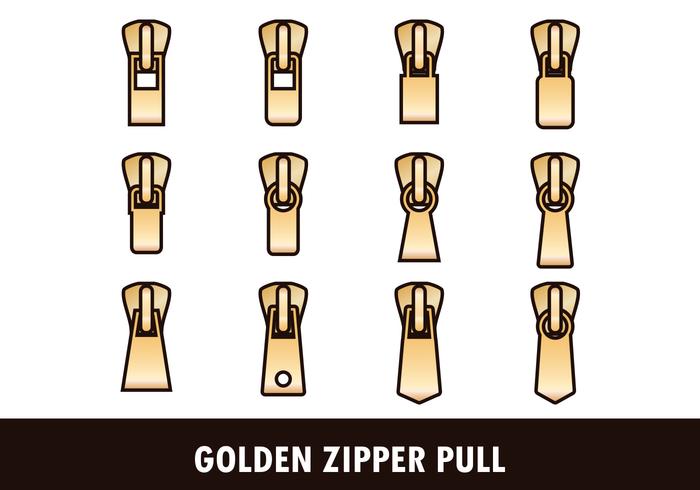 Outlined Golden Zipper Vectors