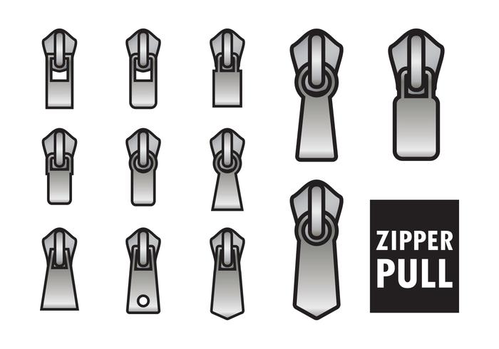 Outlined Zipper Pull Vectors