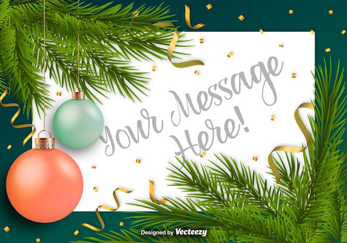 Winter Background with Pine Vector Illustration