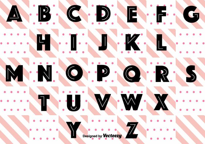 Black Retro Alphabet Vector 