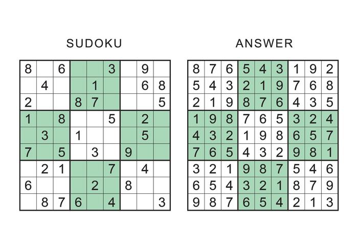 jogo sudoku com solução 15582378 Vetor no Vecteezy