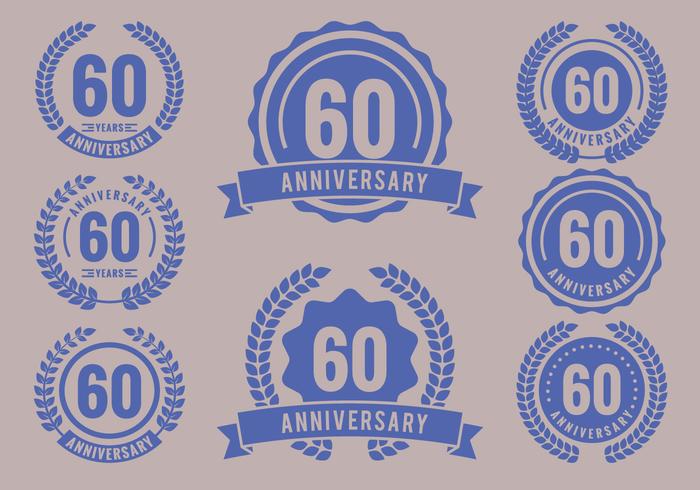 Anniversary Badges 60th Year Celebration vector