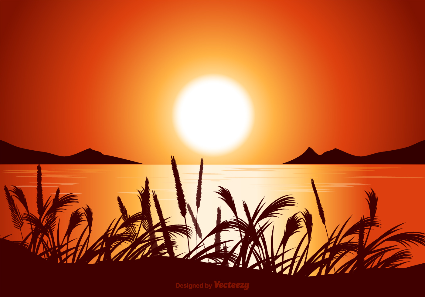  Vector  Sunset  Seascape Illustration Download Free Vector  