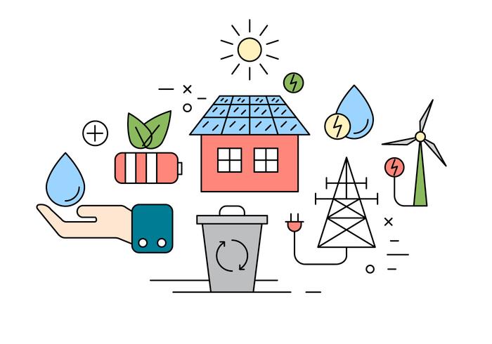 Iconos de la energía libre de Eco vector