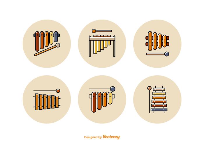 Free Marimba Flat Line Vector Icons