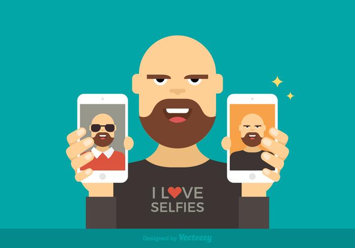 Man Showing Selfies Vector Illustration