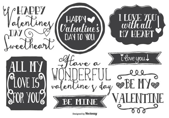 Cute Hand Drawn Style Valentine's Day Labels vector