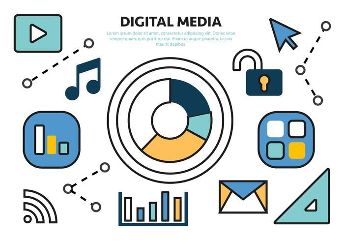 Vector libre plana Concepto de medios digitales