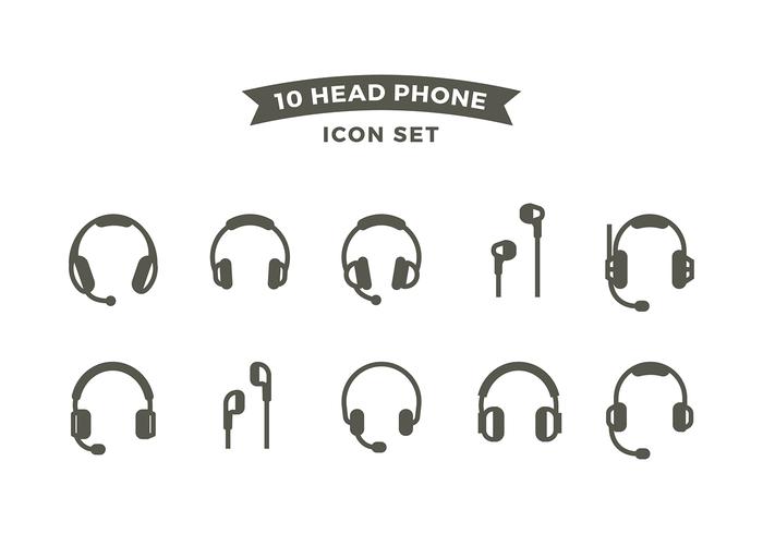 Head Phone Line Icon Set Free Vector