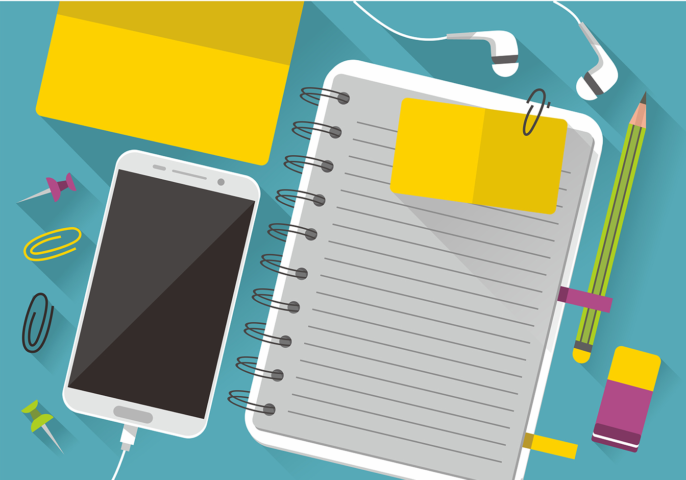 Download Colorful Block Notes and Smartphone Vector Design 138665 Vector Art at Vecteezy