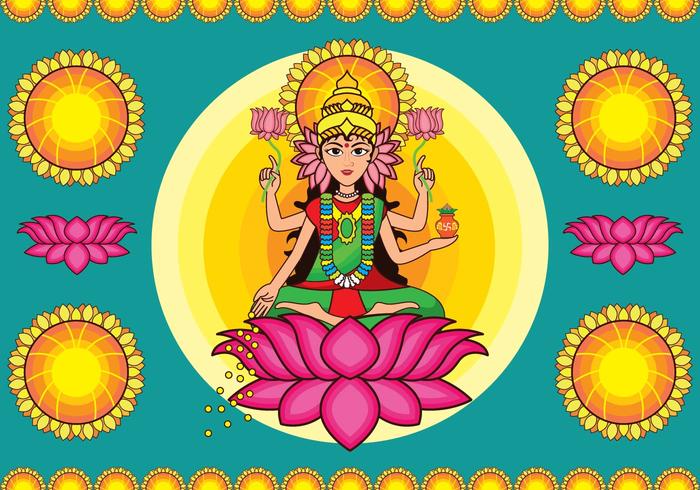 Colorful Goddess Lakshmi Vector