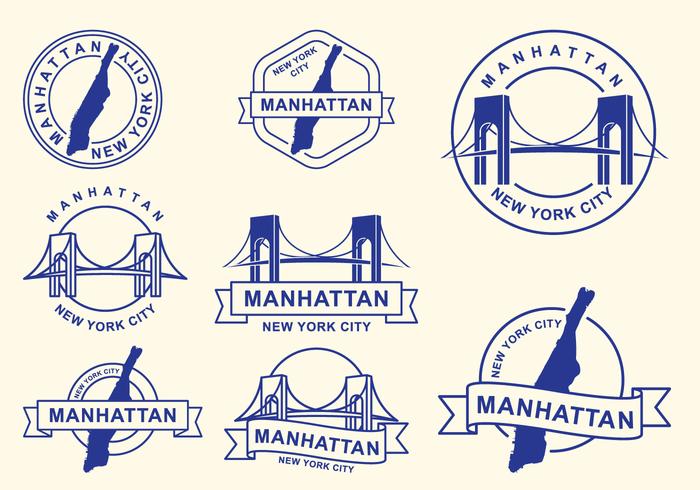 Stamps Of Manhattan Borough, New York City vector