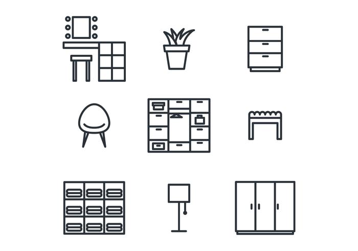 Cuarto de vestir Icon Set vector