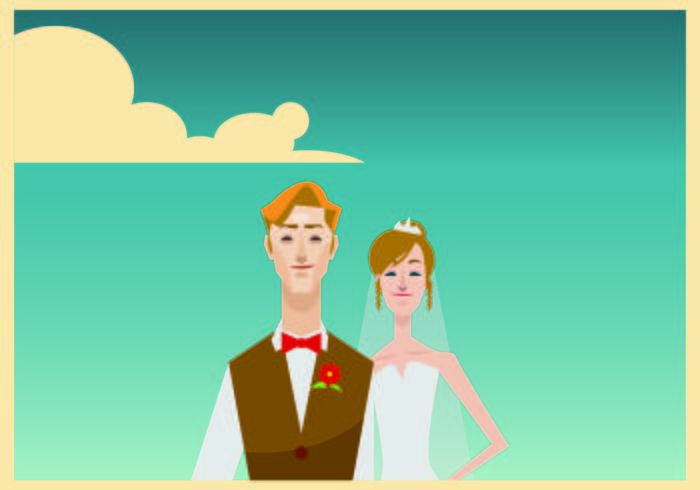 Portrait of Bride and Groom Illustration vector