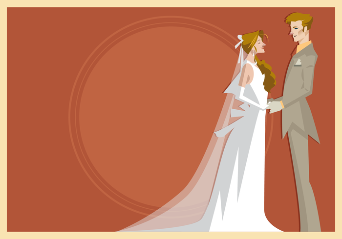 Bride and Groom Standing Together Vector