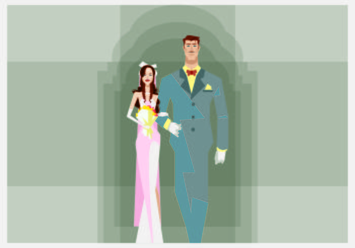 Bride and Groom Walking Illustration Bride and Groom Walking Illustration