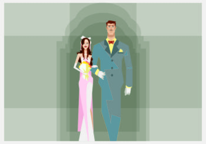 La novia y el novio Ilustración Caminar vector