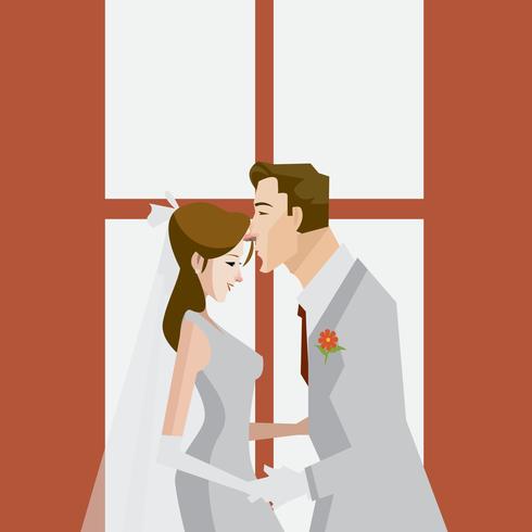 A Groom Kisses His Bride Illustration vector