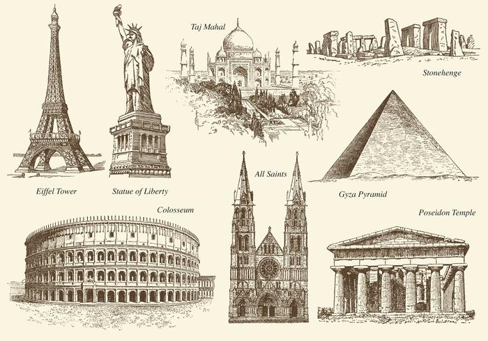 Old Style Monuments Vector 