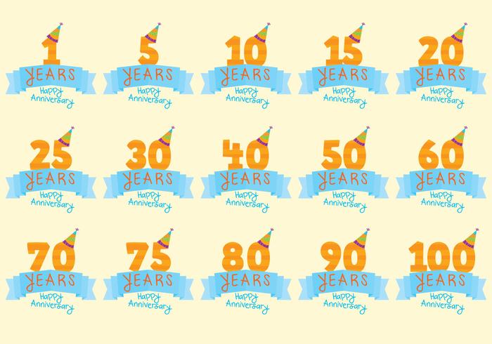 Celebratory Anniversary Badge Vectors 