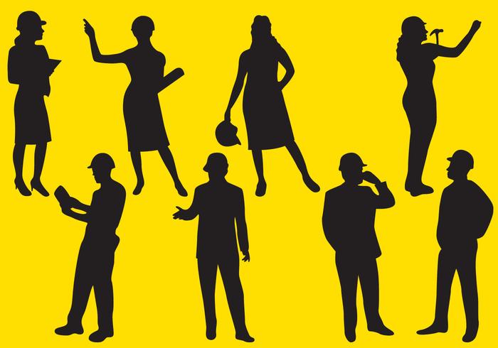 Man and Woman Worker Silhouettes vector