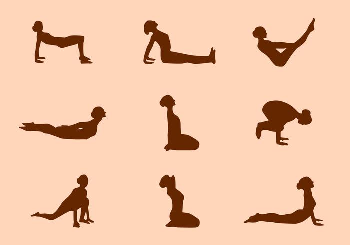 Silhouette of Yoga Pose Vectors