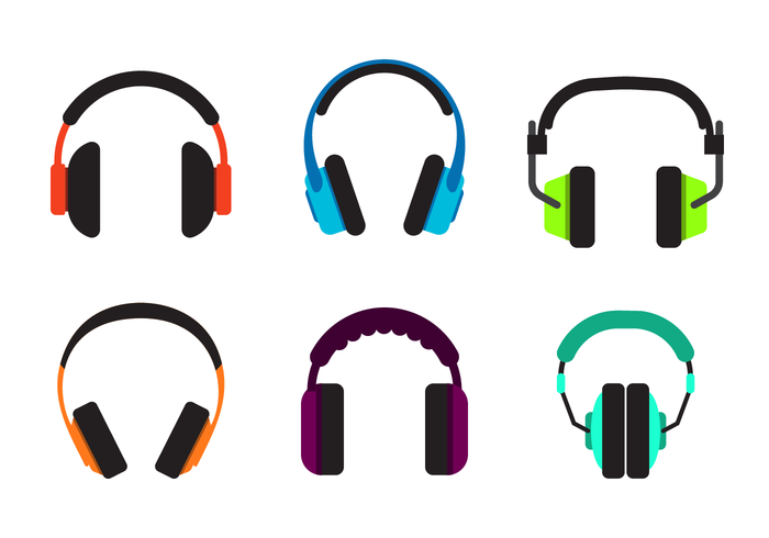 Flat Wireless Head Phone Vector