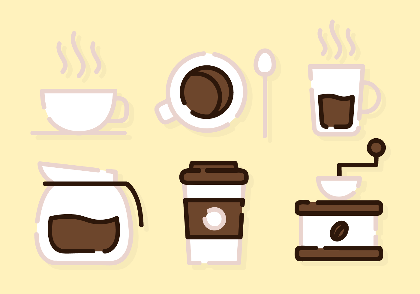 Cute Coffee Elements Vector 138877 Vector Art at Vecteezy
