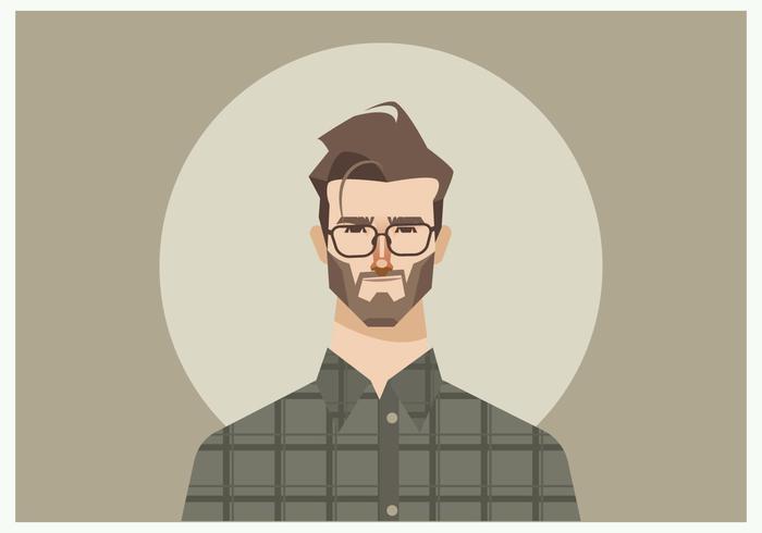 Young Man With Glasses And Flannel Shirt Vector