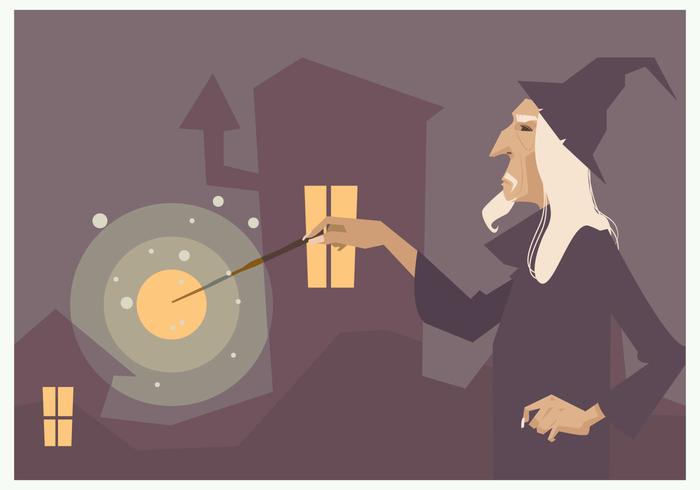 Wizard With His Magic Stick Vector