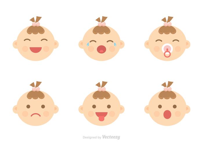 Baby Facial Expression Icons Vector