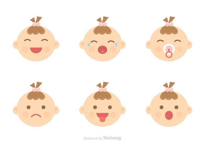 Baby Facial Expression Icons Vector