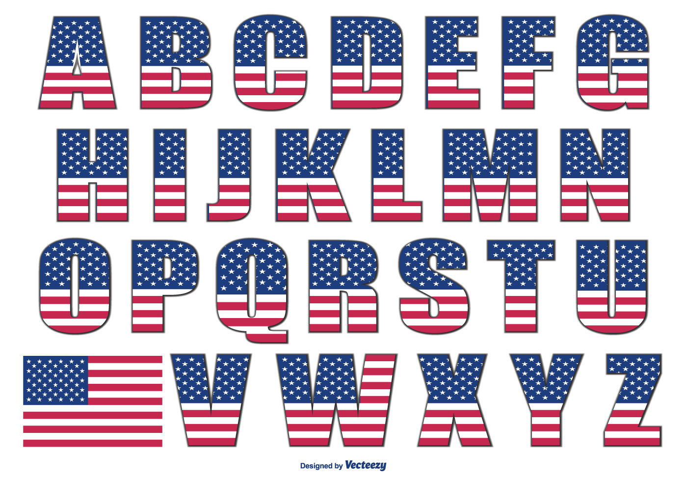 Printable Patriotic Alphabet Letters Free